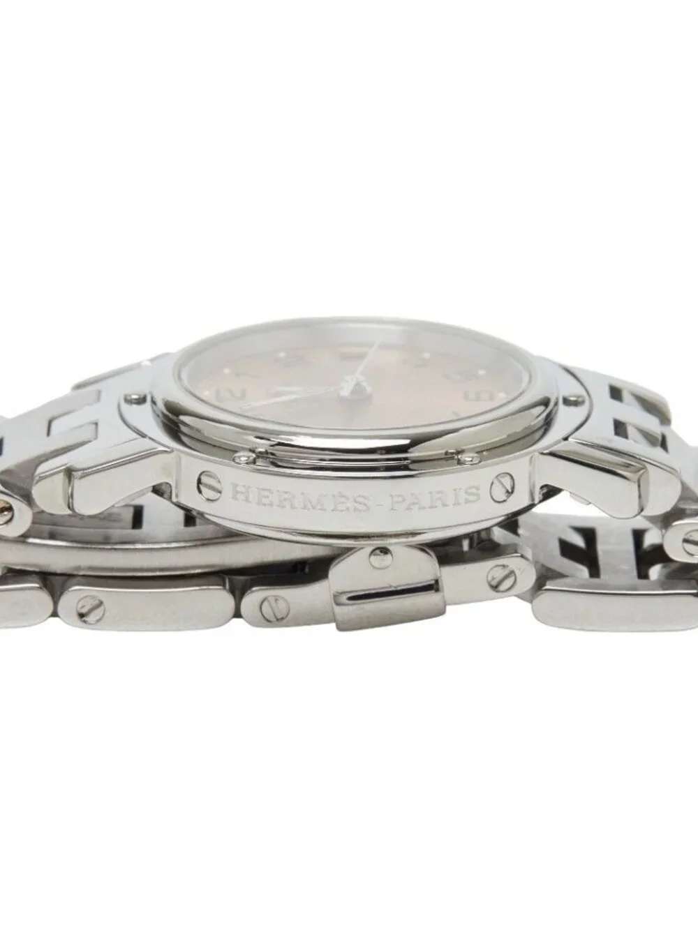 Hermes Clipper Watch Pink Silver Stainless Steel